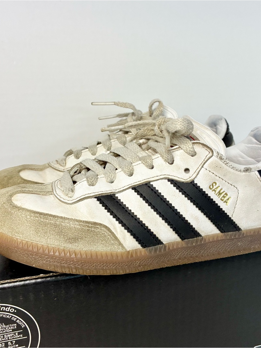 Adidas Samba Classic Kids Shoes White Black Gum IF1944 Size 3 US